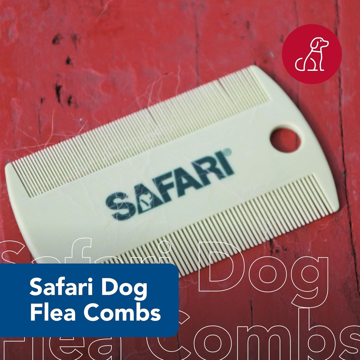 Close up of Coastal Pet Safari flea comb fine teeth design
