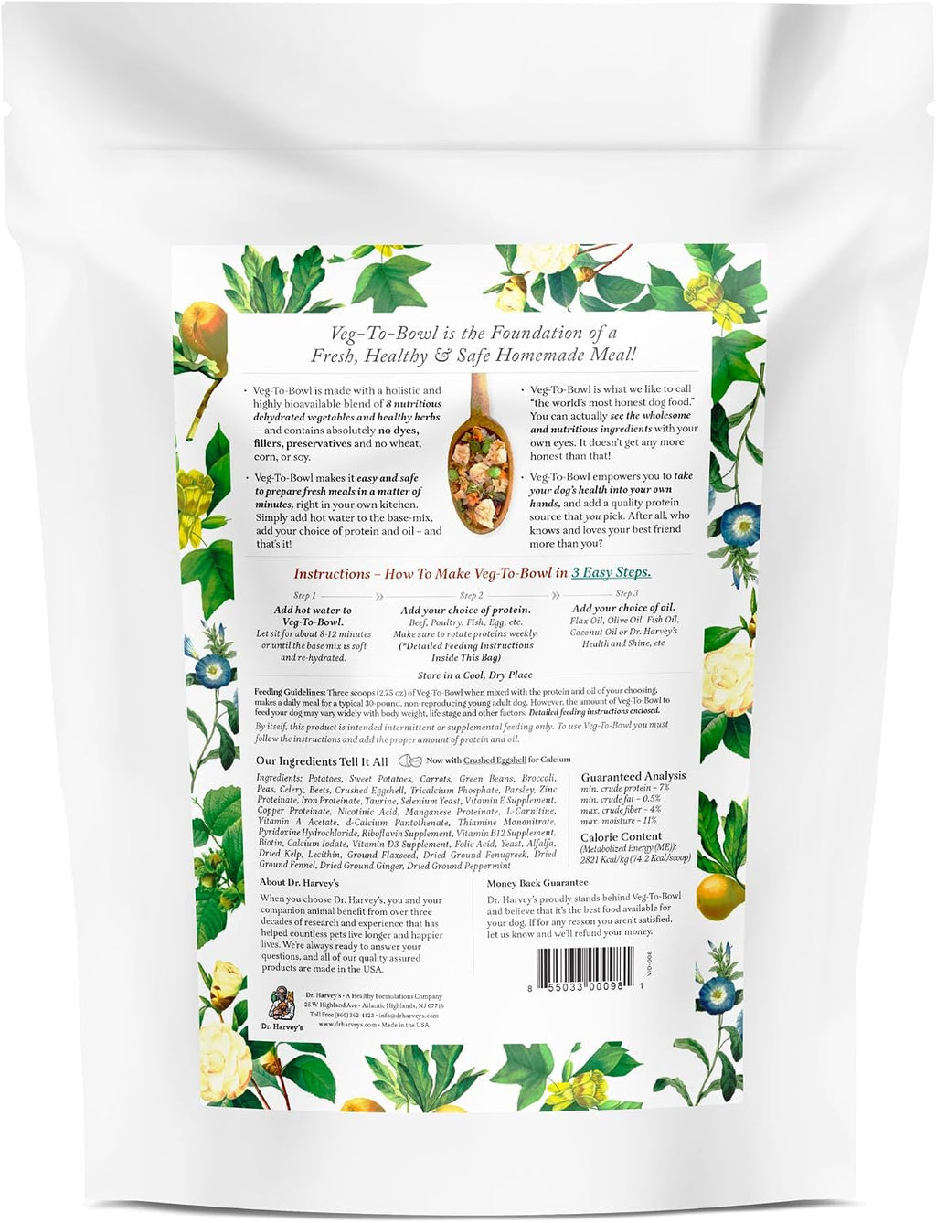 Dr. Harvey's dehydrated vegetable mix for dogs packaging