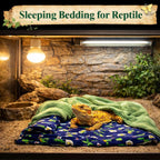 Mechpia soft fabric warm sleeping pillow and blue cactus print blanket for lizards.