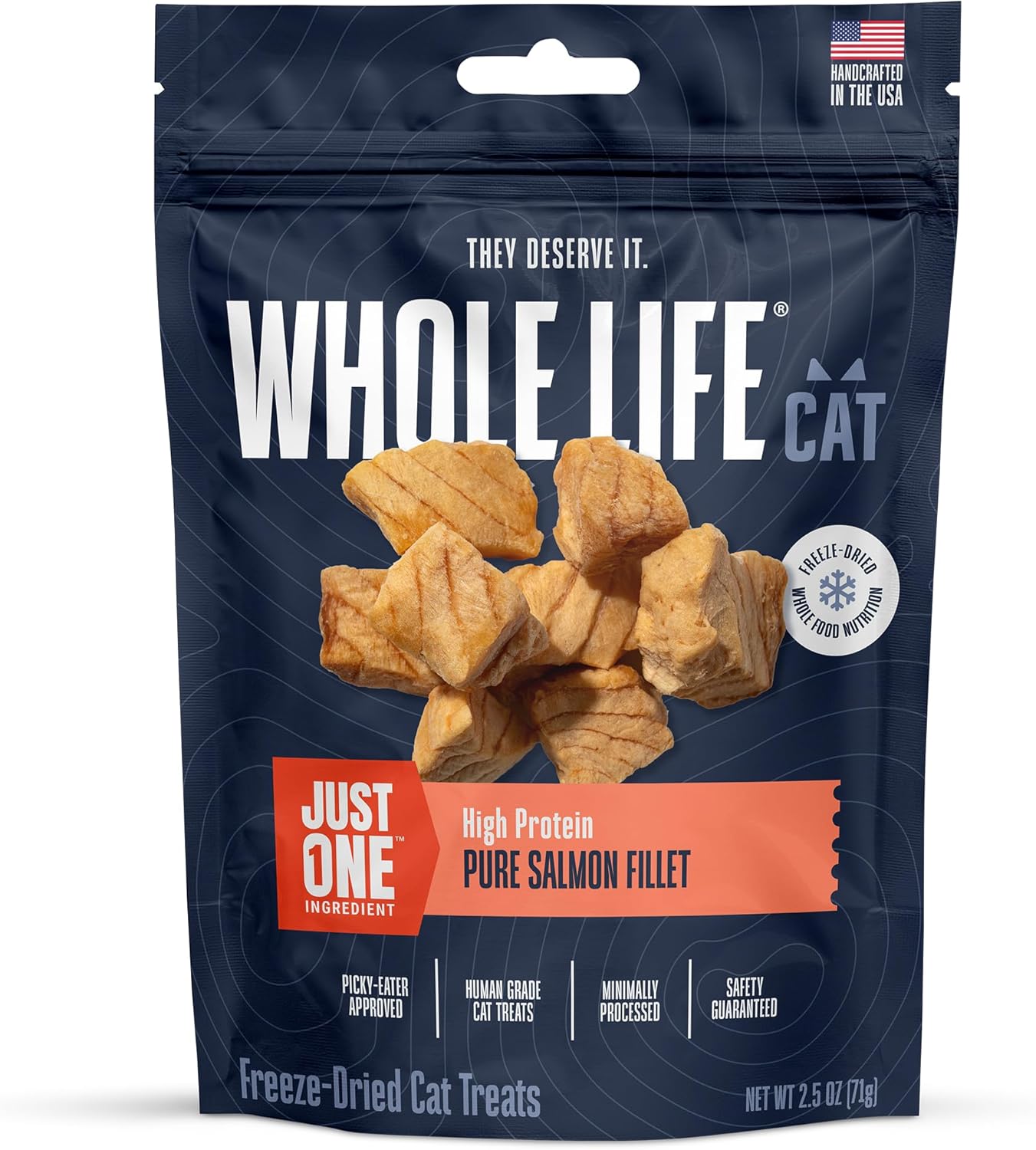 Whole Life Cat Just One Salmon Freeze Dried Cat Treats - Human Grade High Protein Food, Healthy Training Snacks, Freeze Dried Salmon Food Toppers, USA Made Natural Treats - 7.5 oz (Pack of 1) - Image 14