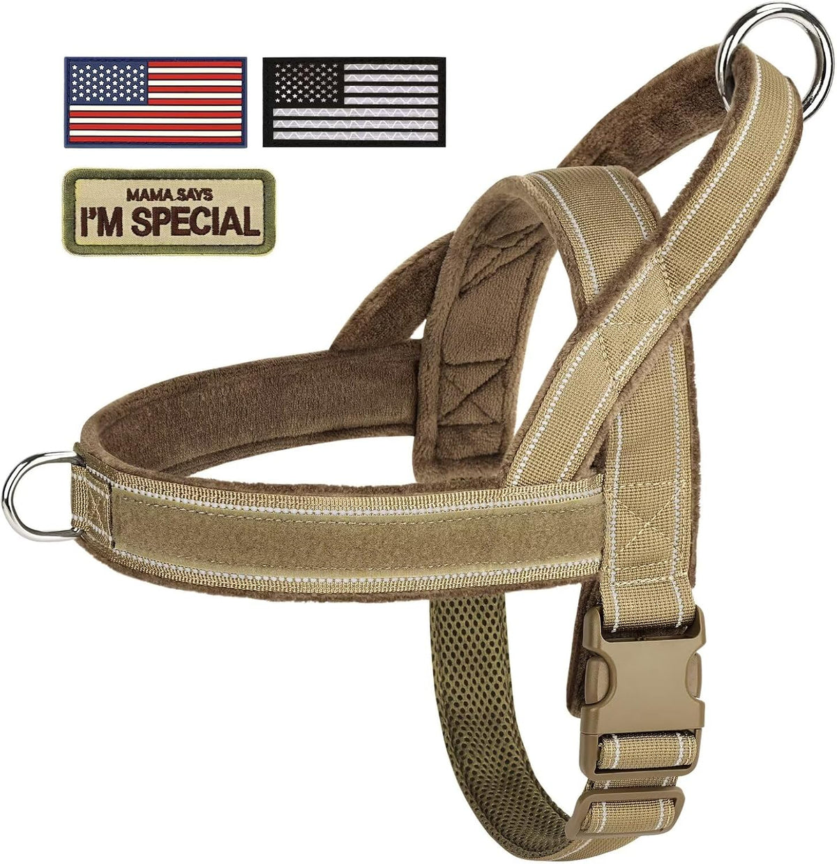 Forestpaw imported USA dog harness layout showcasing high quality nylon material.