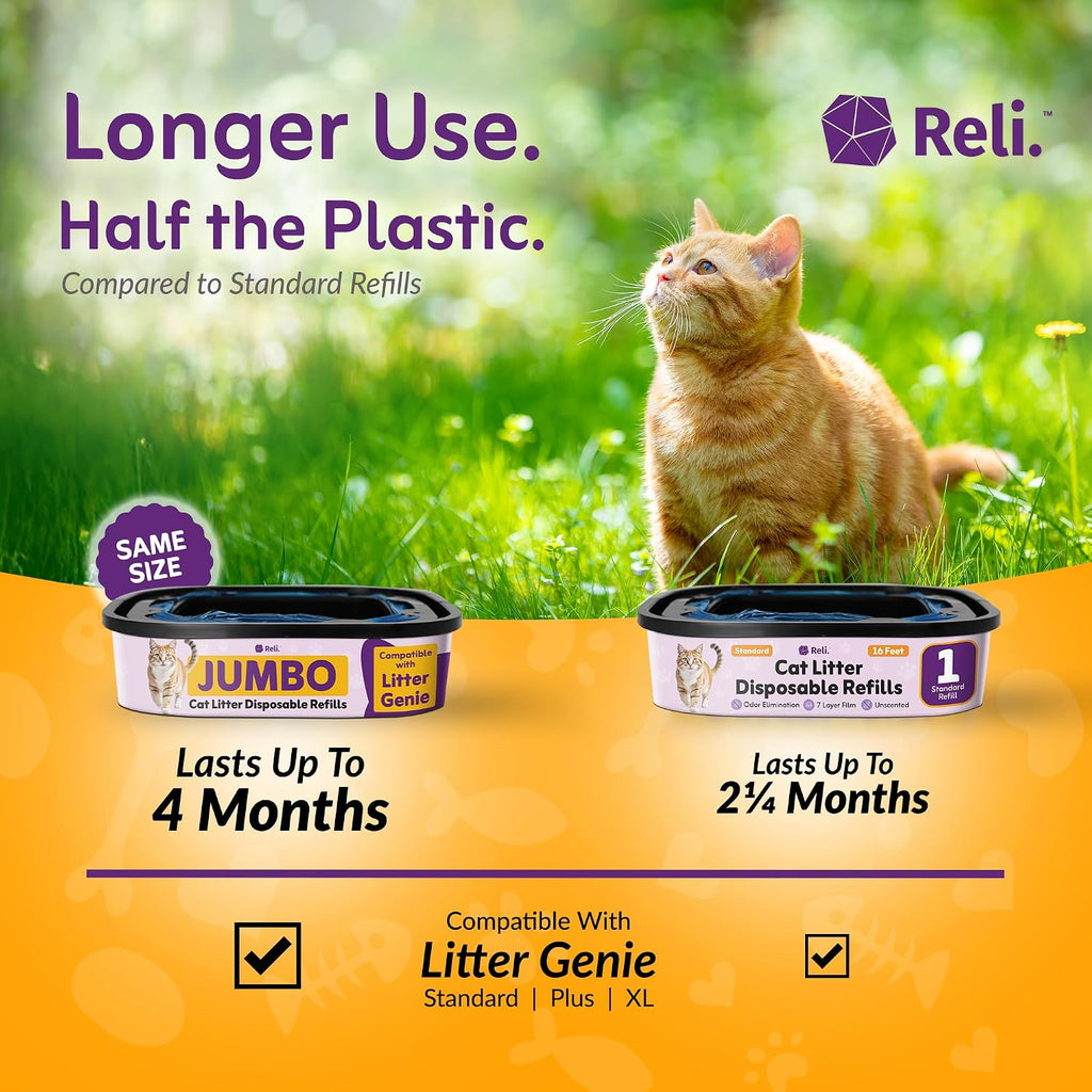 Reli. tear-resistant blue plastic cat litter liner cartridges close up
