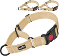 Haapaw martingale dog collar beige front view high density nylon training collar