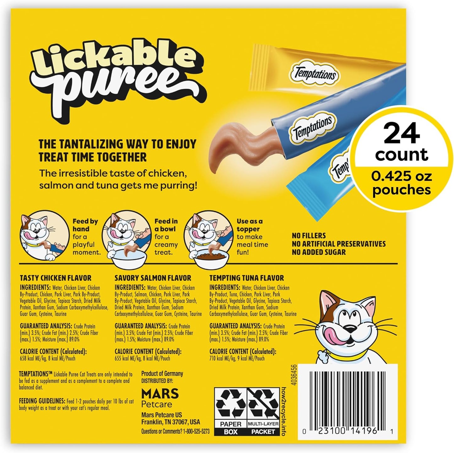 Squeezable Temptations creamy puree tubes for cats