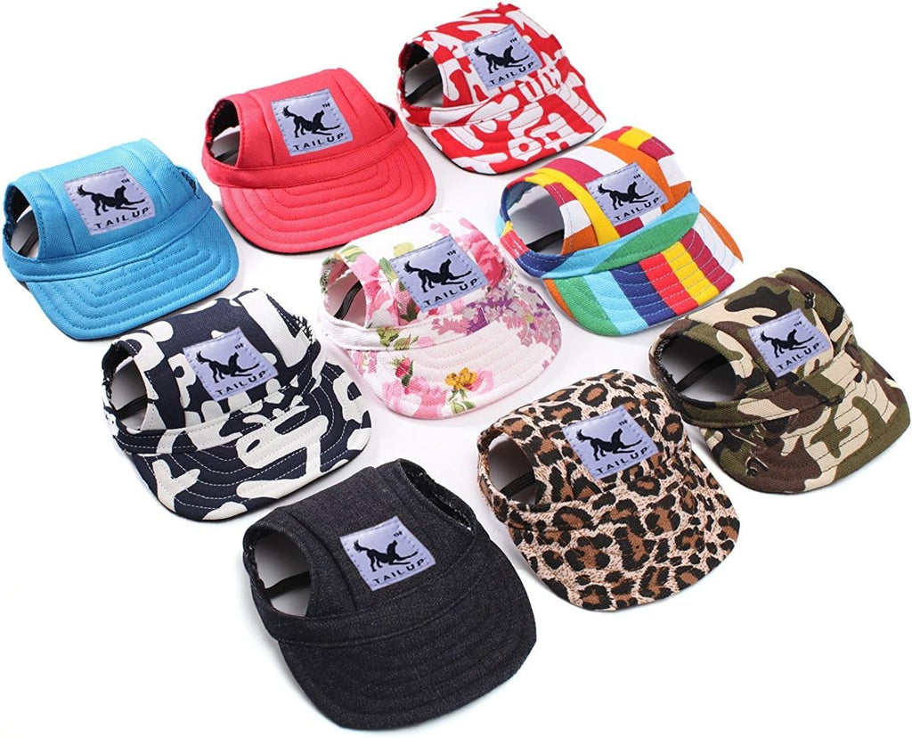 Small dog outdoor summer outfit with floral baseball cap