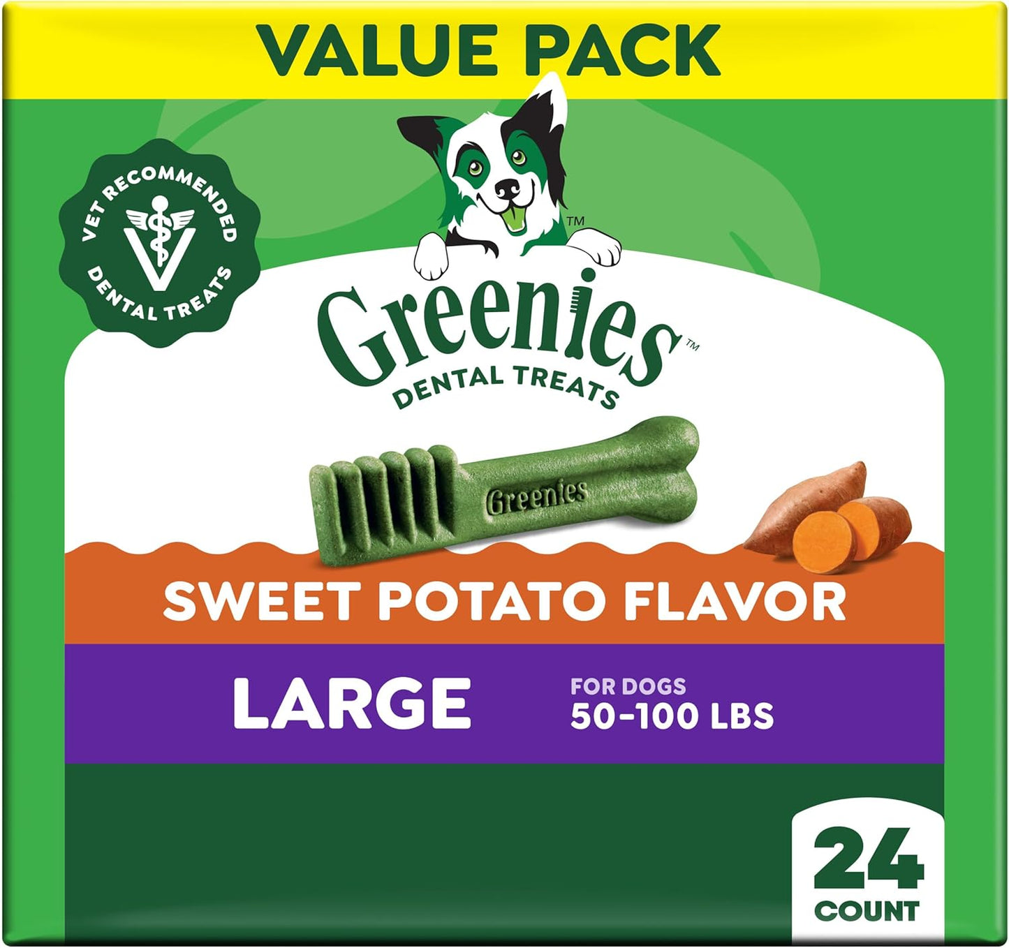 Greenies Dog Treats,Veterinarian-Recommended Natural Dental Dog Treats,Large Size,Sweet Potato Flavor,36 oz,24 Count (Pack of 2) - Image 14