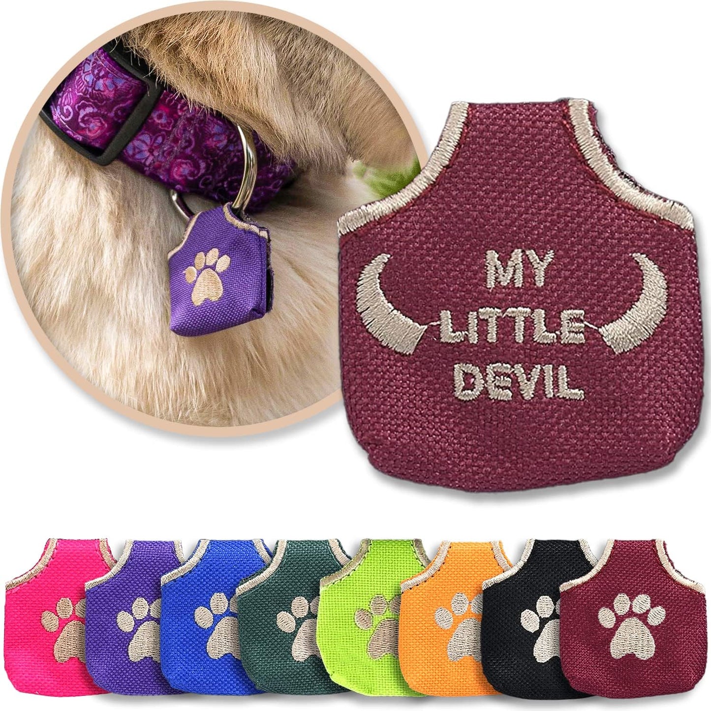 Woofhoof Dog Tag Silencer, Pink Pawprint - Quiet Noisy Pet Tags - Fits Up to Four Pet IDs - Dog Tag Cover Protects Metal Pets IDs, Made of Durable Nylon, Universal Fit, Machine Washable - Image 12