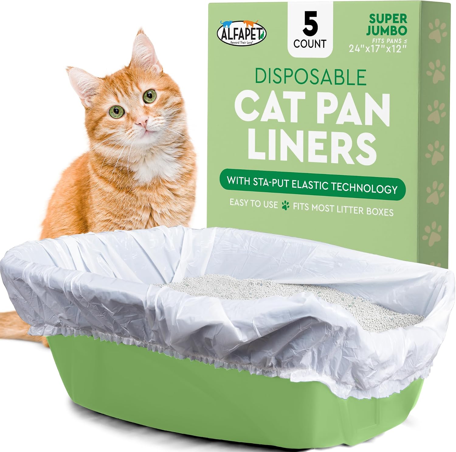Alfapet Elastic Cat Litter Box Liners Super Jumbo front package view