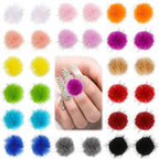 Zhehao detachable fluffy 3d nail art pom balls front view showcasing assorted colors