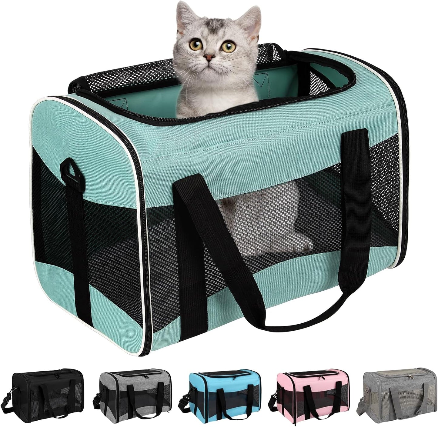 Small Animal Travel, Carrier for Hedgehog Rat Parrot Bird Guinea Pig, Lizards Carrier, Soft Sided Travel Carrier Portable Guinea Pig Up to 10 Lbs (15 * 10 * 10, Green) - Image 1