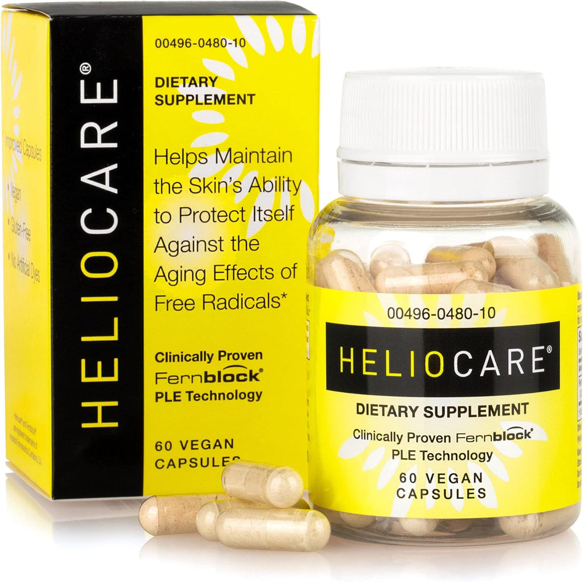 Heliocare skin care dietary supplement front view bottle packaging