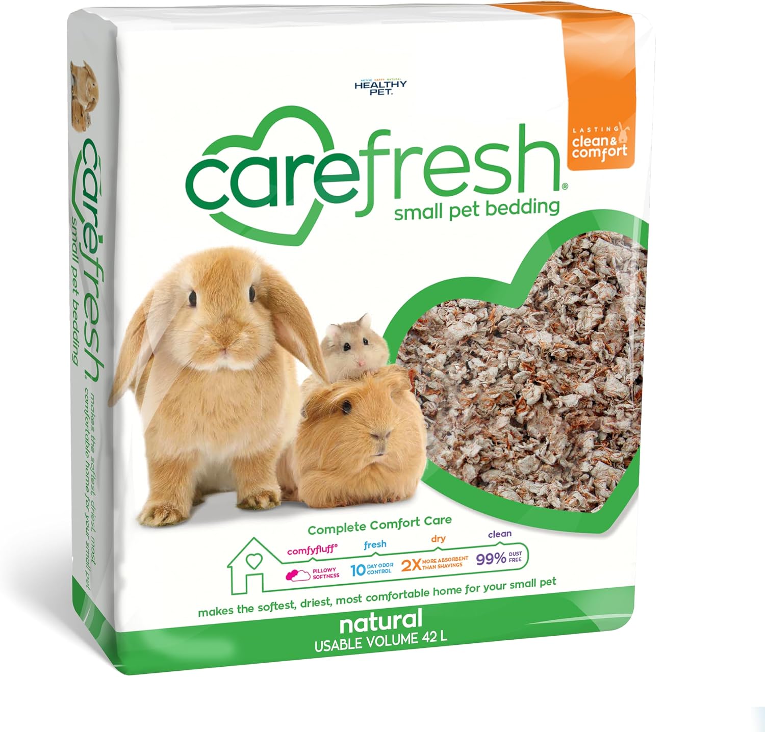 Carefresh Small Pet Bedding, 99% Dust-Free Natural Paper with Superior 10 Day Odor Control & Absorption for Guinea Pigs, Hamsters, Rabbits, & Rats, 60 L - Image 10