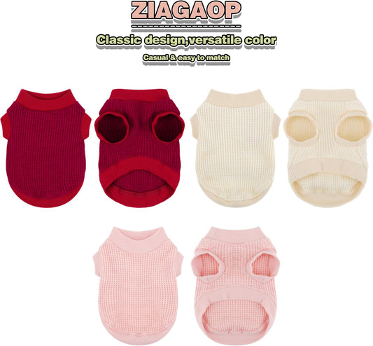 Red waffle texture shirt for small dogs