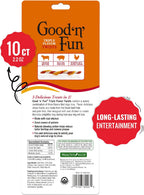 Good 'N' Fun rawhide chew twists packaging showing ingredients