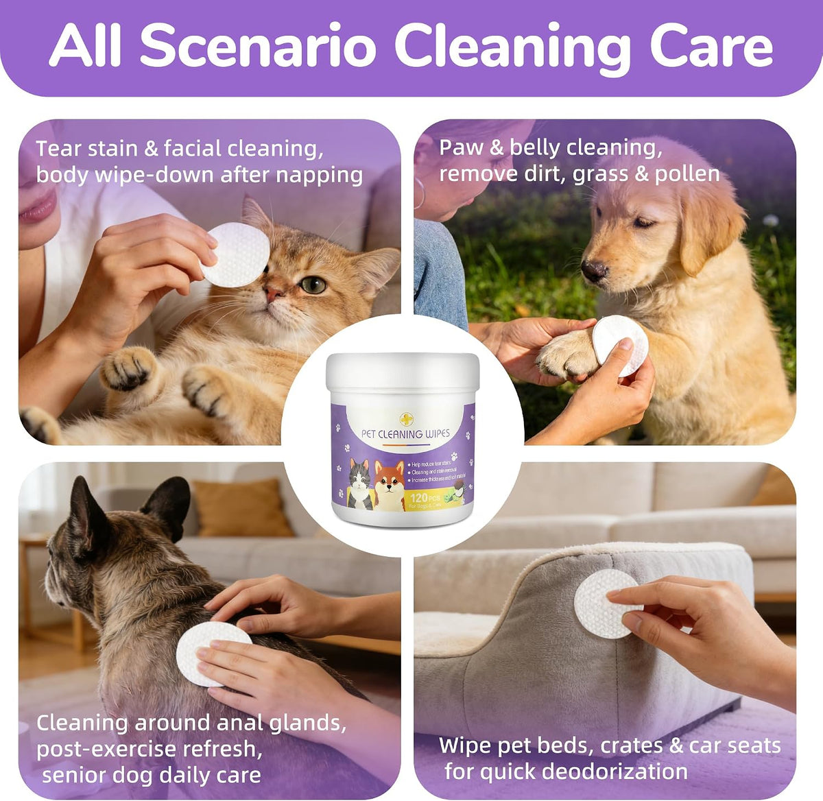 USA imported MyTend hypoallergenic pet tear stain remover pads display.