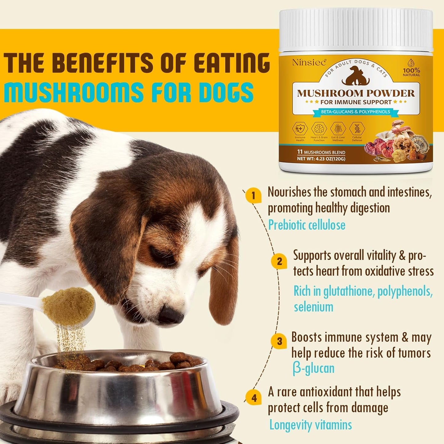 USA imported Ninsiec dog and cat immune booster supplement container.
