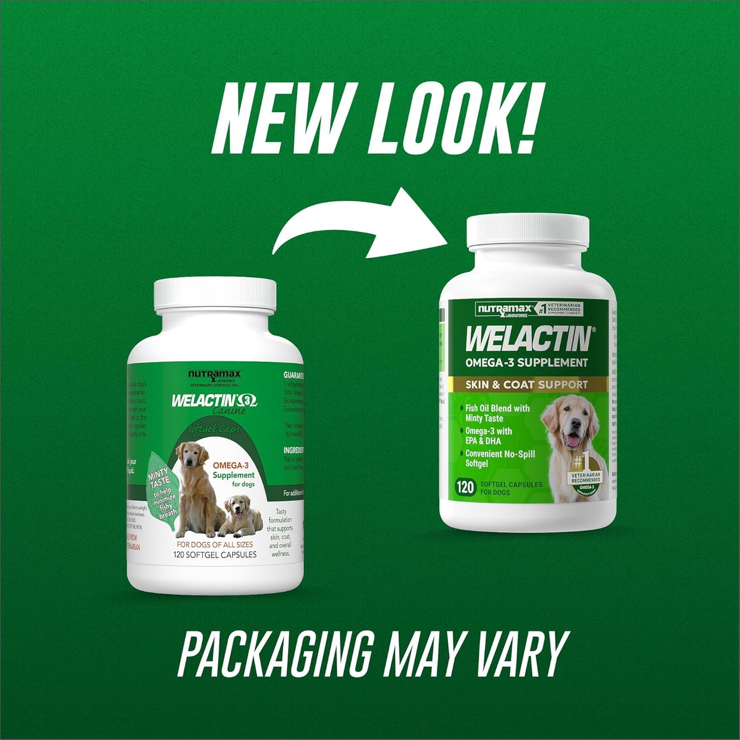 Premium mint flavored fish oil softgels for canine joint and immune support.