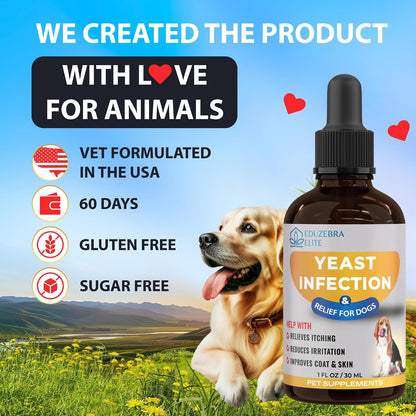 Authentic dog wellness supplement targeting fungal overgrowth and head shaking