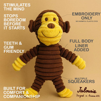 Jalousie durable dinosaur and monkey plush dog toys