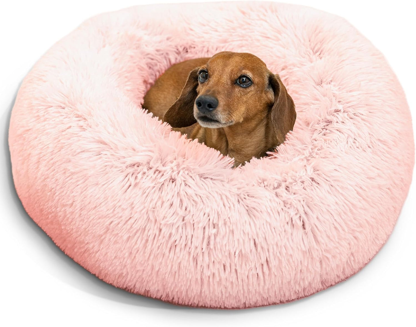 Best Friends by Sheri The Original Calming Donut Dog Bed for Small Dogs up to 25 lbs, Shag Faux Fur, Taupe, 23" x 23" - Image 11