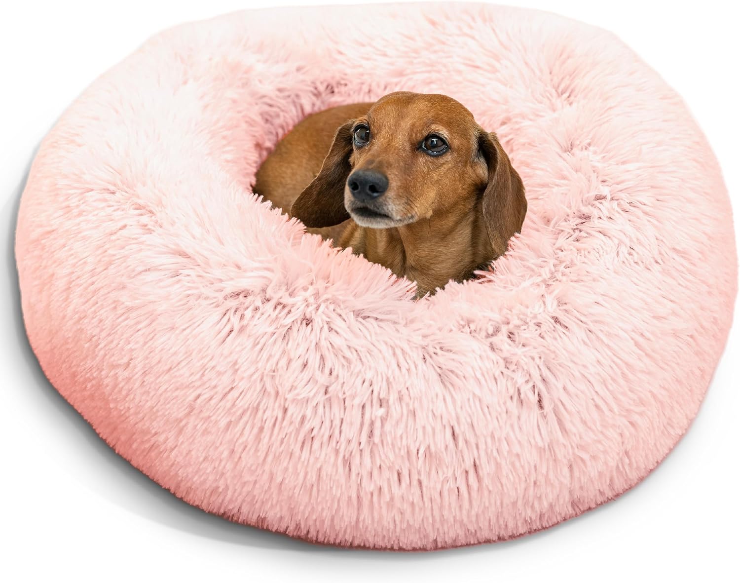 Best Friends by Sheri The Original Calming Donut Dog Bed for Small Dogs up to 25 lbs, Shag Faux Fur, Taupe, 23" x 23" - Image 11