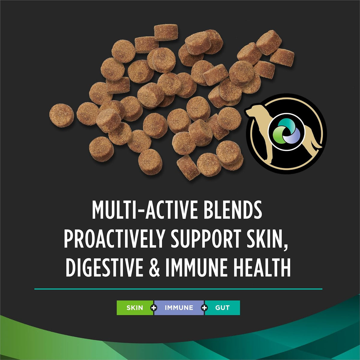 Pro Plan Veterinary Diets Multi Care soft chews packaging showing skin and gut health benefits