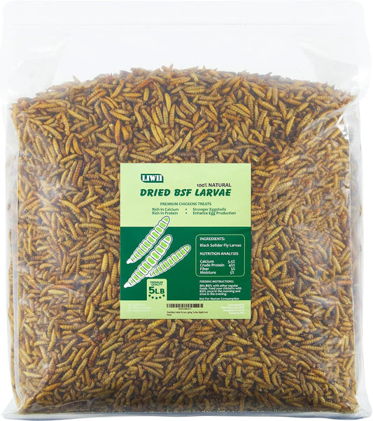 LIWII dried black soldier fly larvae chicken feed 5lb front view packaging