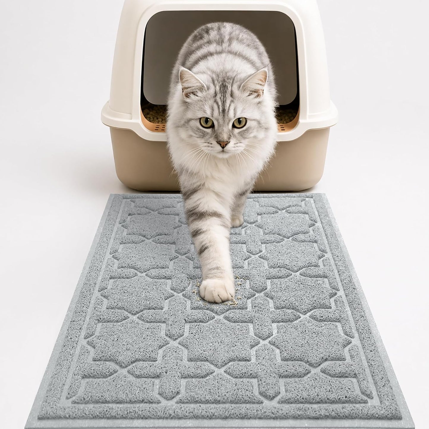 Yimobra Cat Litter Mat front view showing grey color scatter control pad