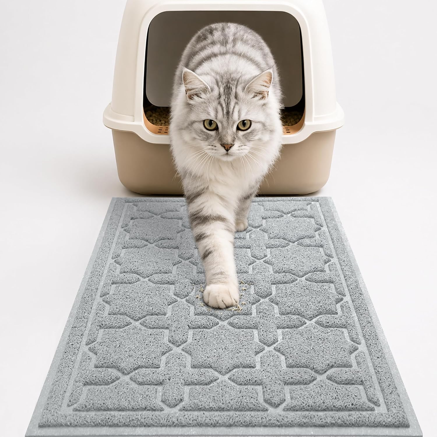 Yimobra Cat Litter Mat front view showing grey color scatter control pad
