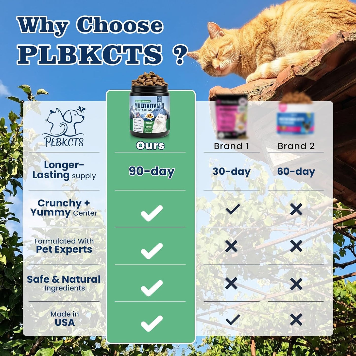 PLBKCTS authentic imported USA cat wellness chews suitable for kittens and senior cats