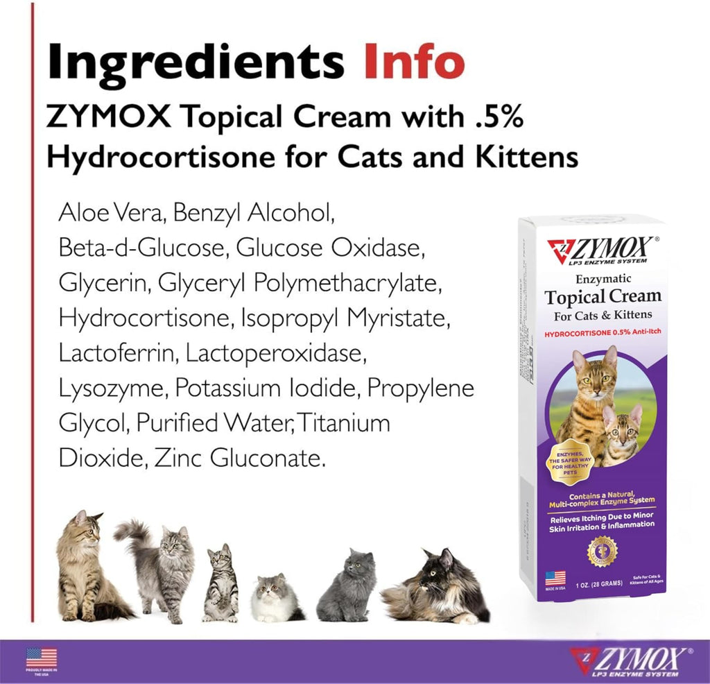 Authentic USA imported Zymox anti itch cream for cats and kittens