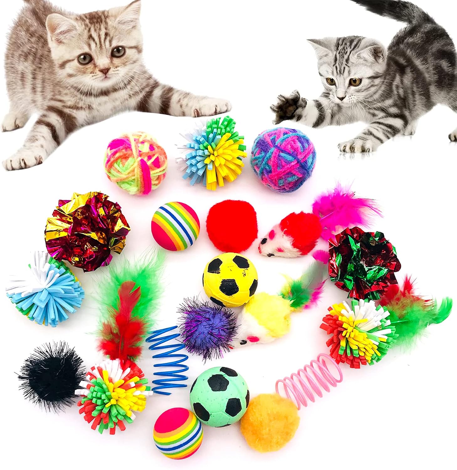 PET SHOW 20 Pcs Cat Crinkle Toy Ball 2.5inch Mylar Cat Pounce Chase Toys Colorful Paper Ball Chase Training Activity for Cats Kittens - Image 9