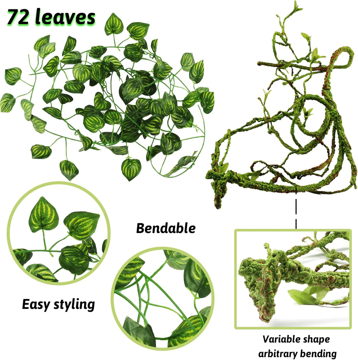 Flexible wire-core vine shaped for leopard gecko tank setup.