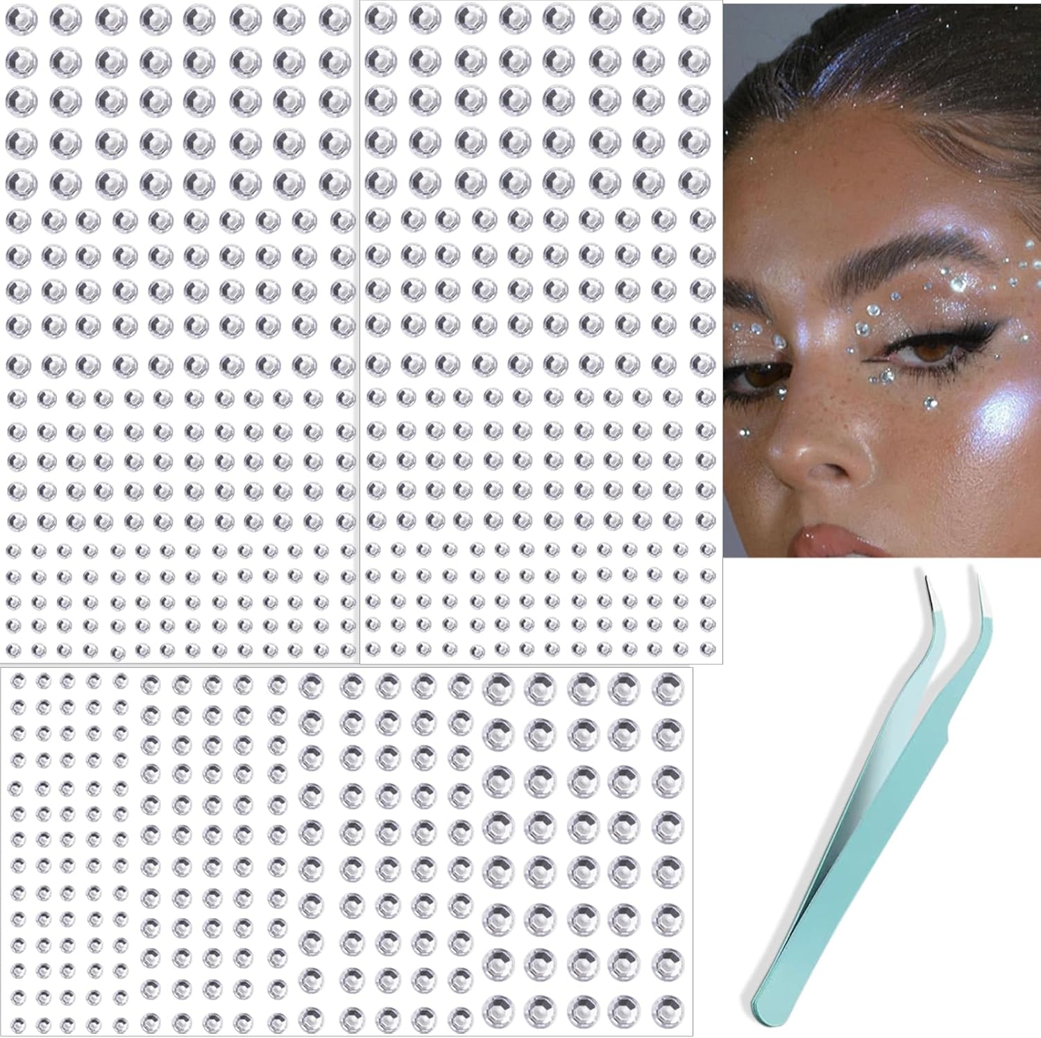 Nooepc 660 pieces self adhesive face and hair gems front packaging view