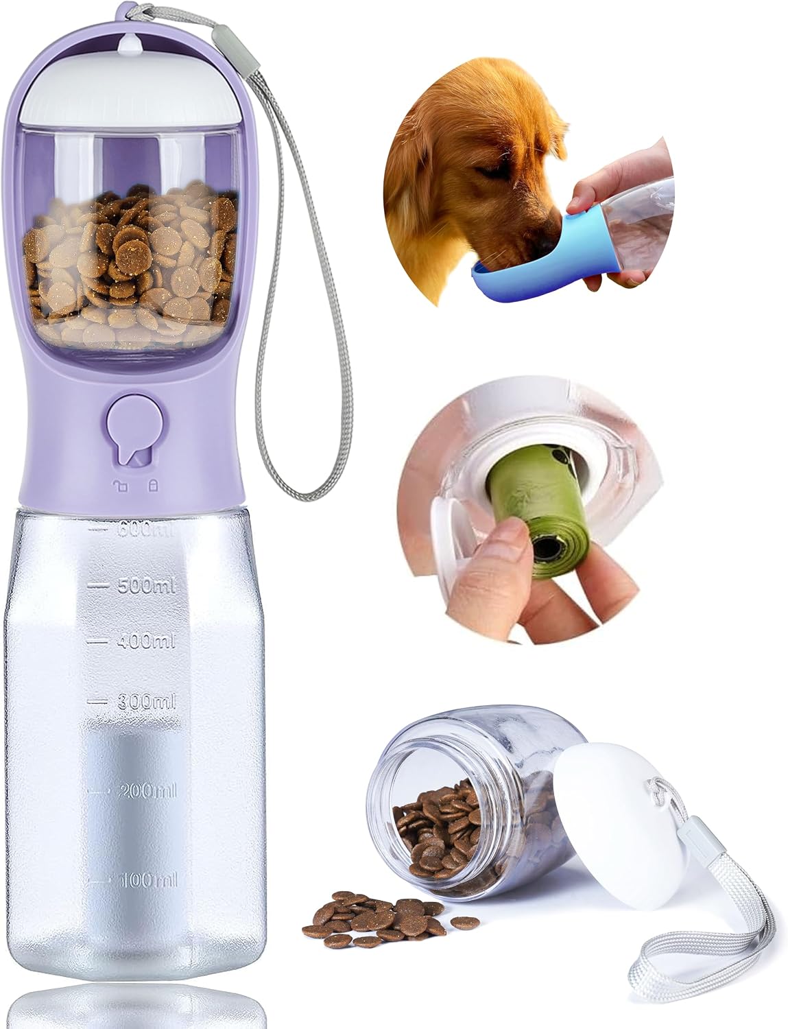 Dog Water Bottle with Food Container, Portable Pet Dog Water Dispenser for Outdoor Walking,Hiking,Travel,Puppy Essentials,Puppy Supplies,Replaceable Waste Bags - Image 12