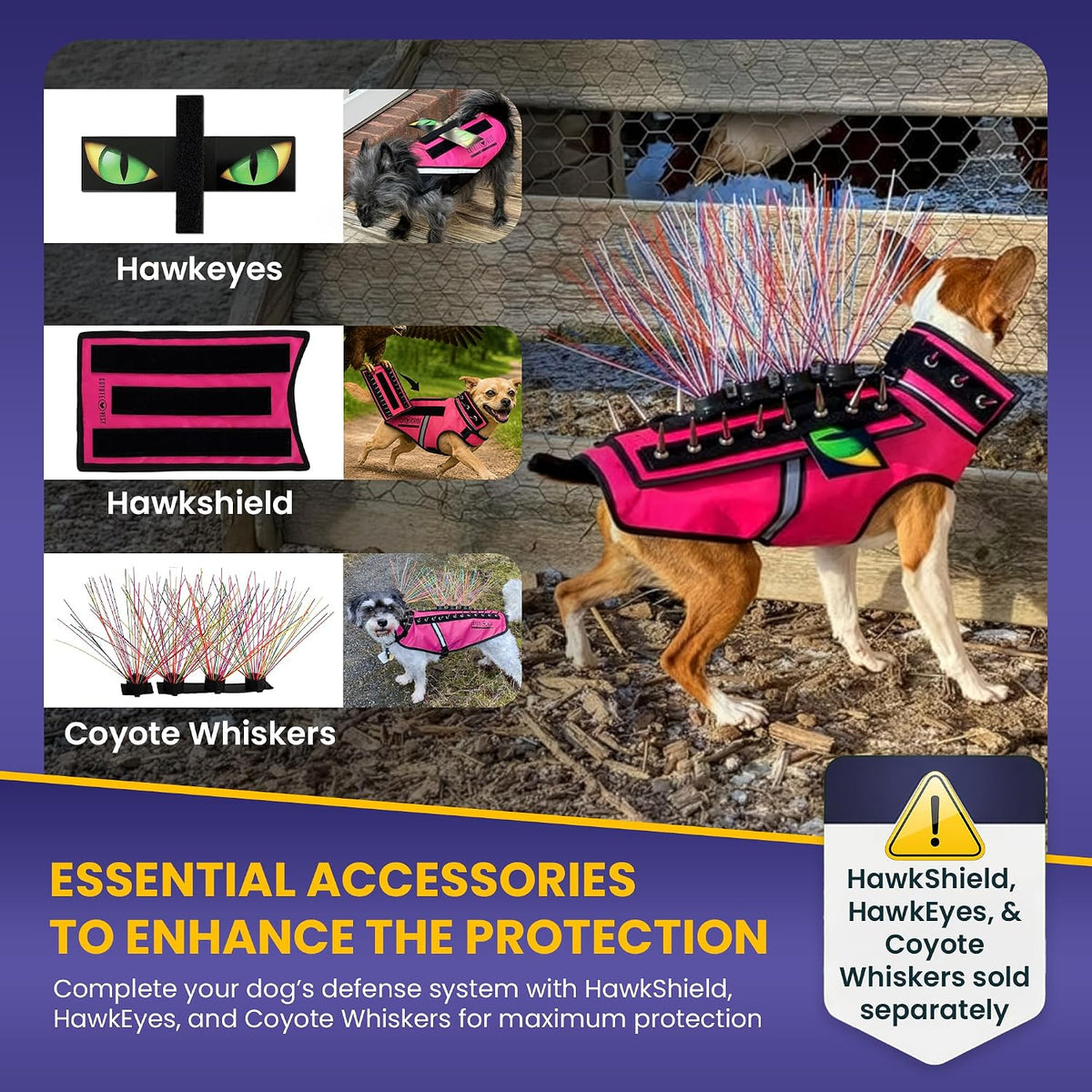 CoyoteVest SpikeVest Dog Harness | Stab-Resistant Protective Vest | Coyote Vest for Dogs | Defends Against Coyotes, Dogs, Birds of Prey | Reflective Safety, Made in USA (S-Neon Pink) - Image 9