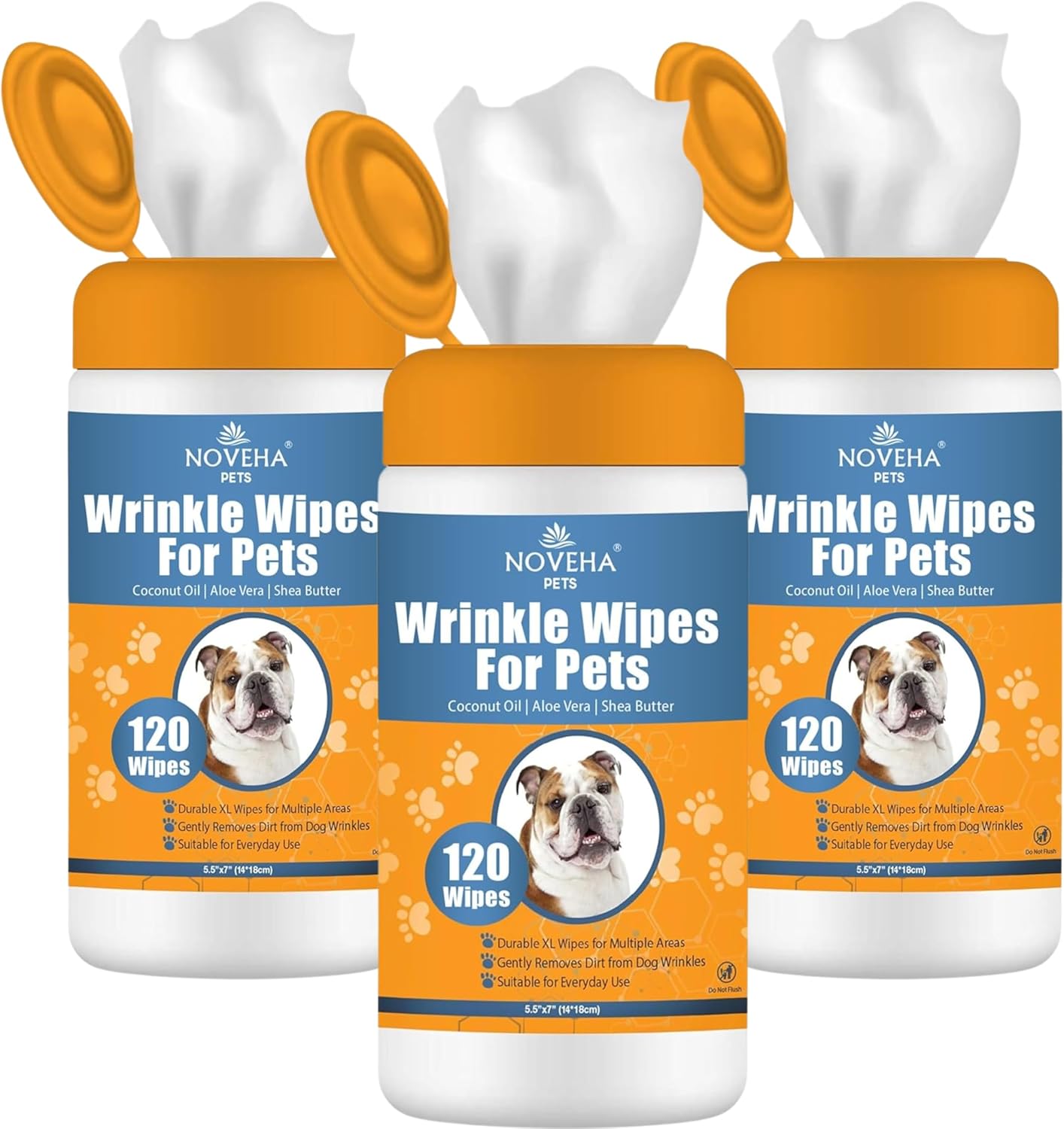 NOVEHA Pet Wipes - Formulated Pet Wipes - for Facial and Finger Folds, Underarms - 3" x 2" Size (150 Counts) - Image 11