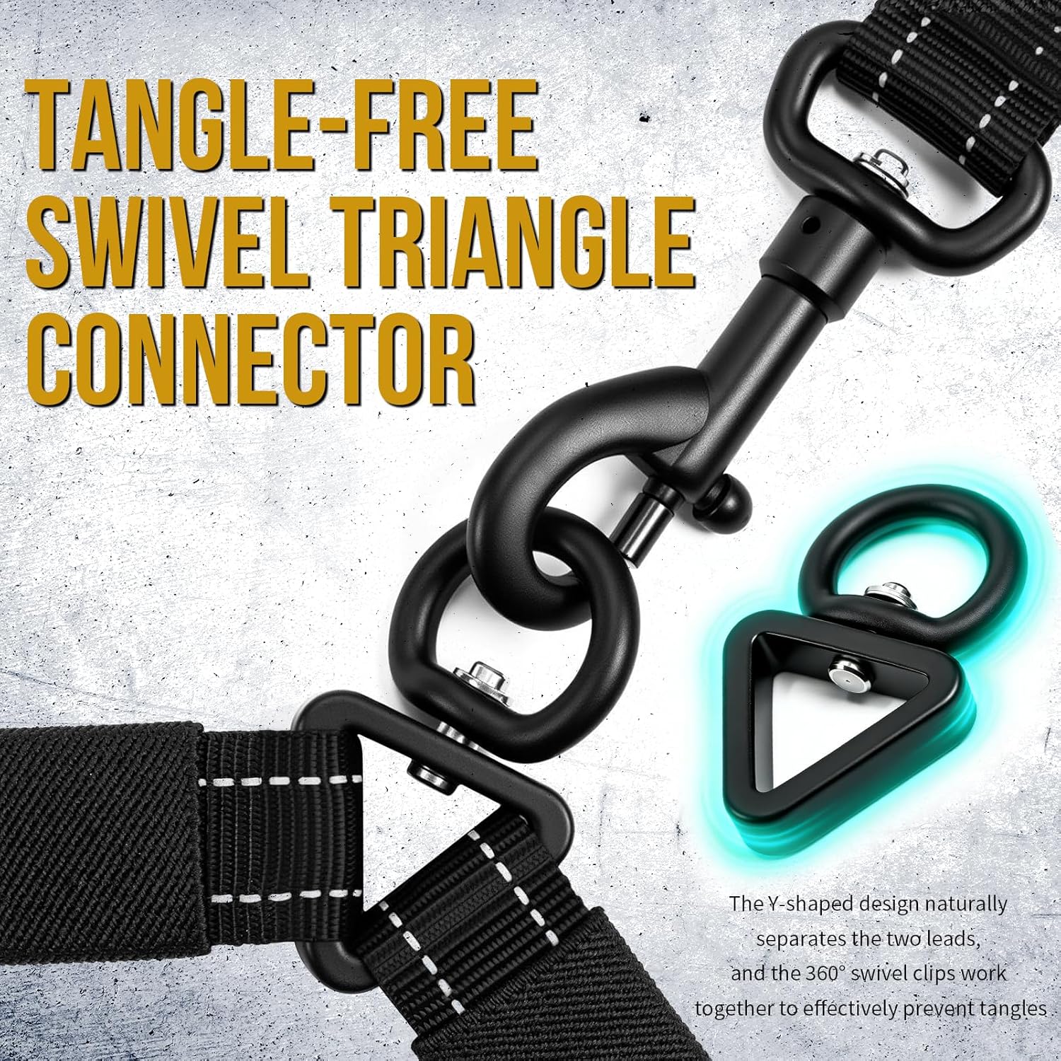 Shock-absorbing bungee section of the OneTigris double dog leash demonstrating flexibility and tension support.
