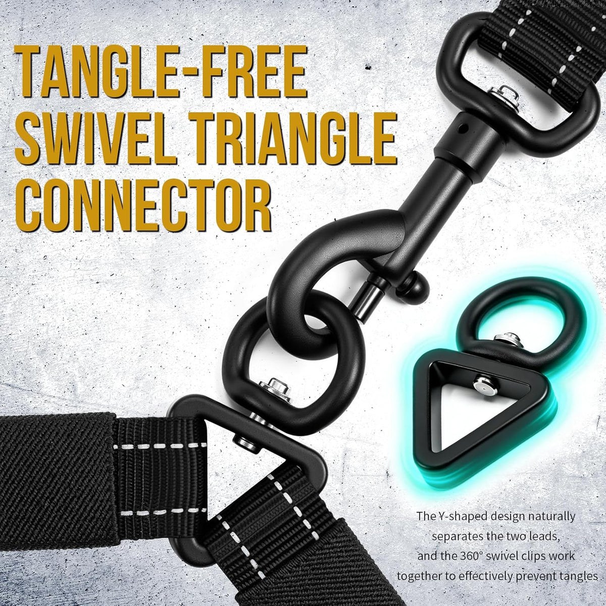 Shock-absorbing bungee section of the OneTigris double dog leash demonstrating flexibility and tension support.