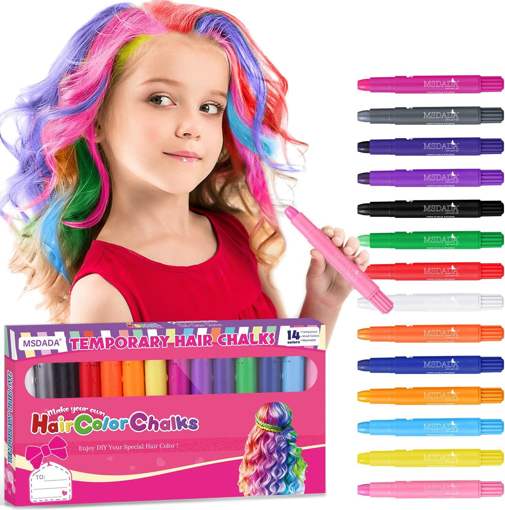 MSDADA hair chalk for girls 14 piece temporary color kit front view