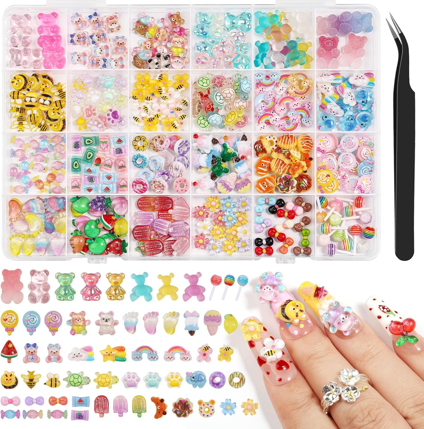 Kikonoke 300 pieces Kawaii nail charms kit front view