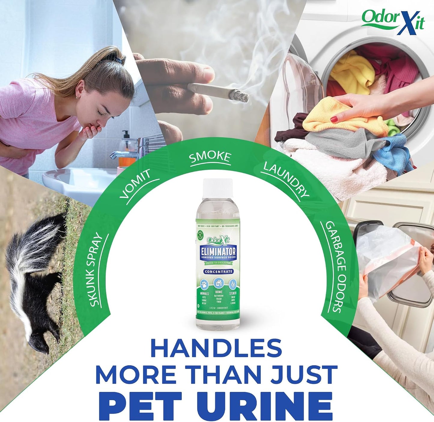OdorXit professional strength smell neutralizer being applied to carpet stains