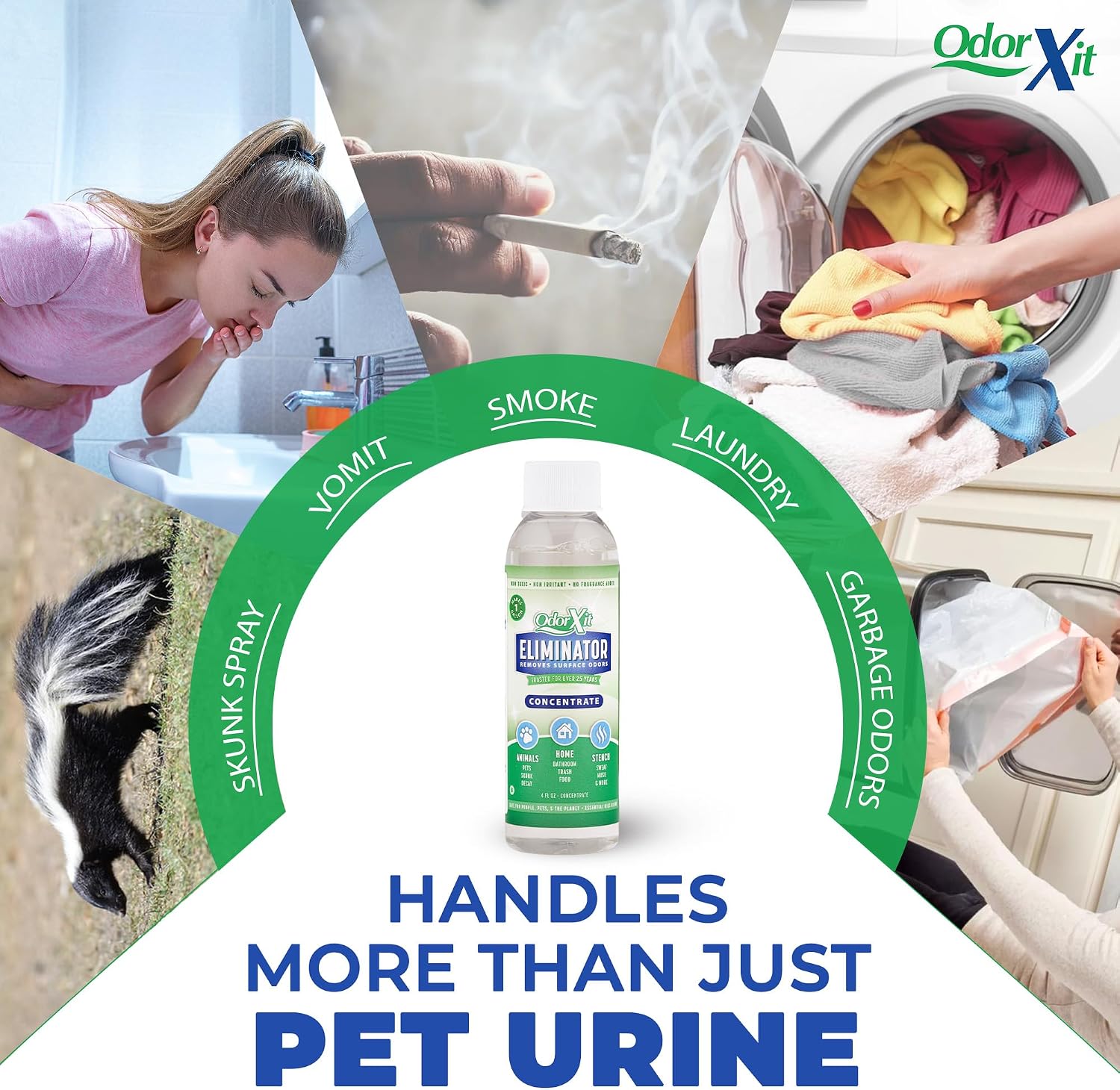 OdorXit professional strength smell neutralizer being applied to carpet stains