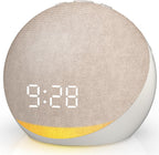 Acedeck sound machine alarm clock in putty color front view on a bedroom nightstand