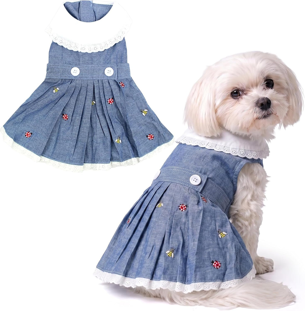 Parisian Pet Hawaiian Dog Dress - 100% Cotton Summer Clothes for Large Dogs Girl - Pet Dress with Pull-Up Straps - Floral Beach Dog Outfit - Lightweight Puppy Clothes - Stylish Dresses for Dogs - Image 11