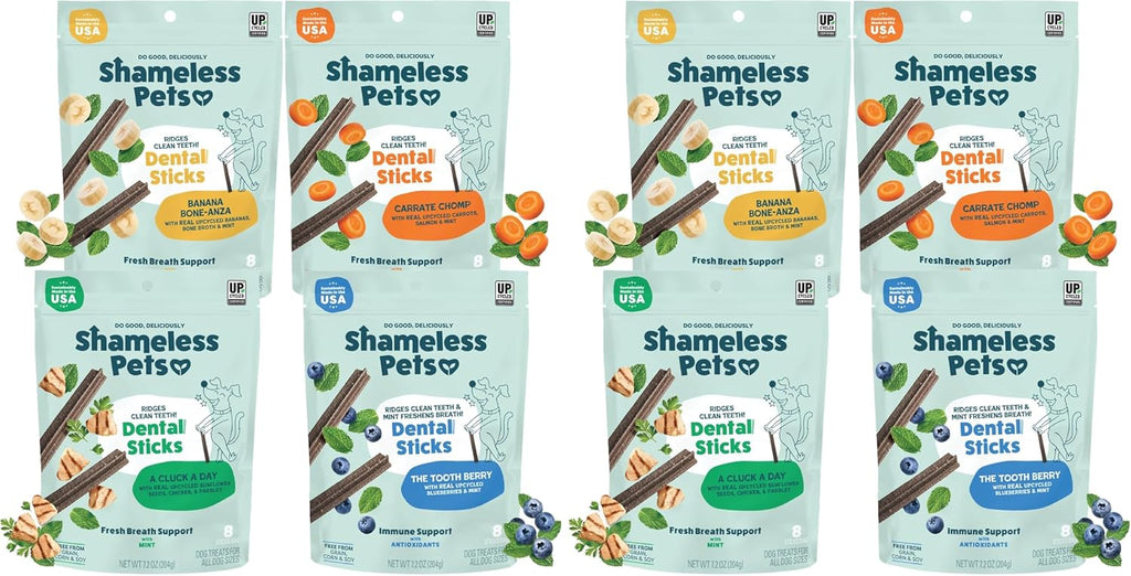Shameless Pets Blueberry & Mint Dental Chews for Dogs, 8 Chews - Natural Dog Teeth Cleaning Treats with Fresh Breath Benefits | Grain-Free Dental Sticks for Small, Medium & Large Dogs - Image 12