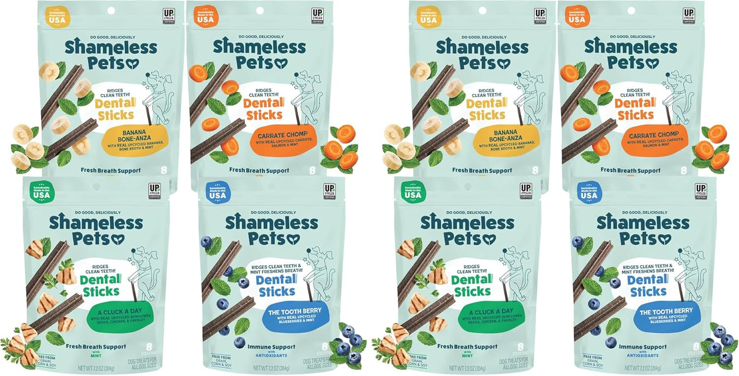 Shameless Pets Blueberry & Mint Dental Chews for Dogs, 8 Chews - Natural Dog Teeth Cleaning Treats with Fresh Breath Benefits | Grain-Free Dental Sticks for Small, Medium & Large Dogs - Image 12