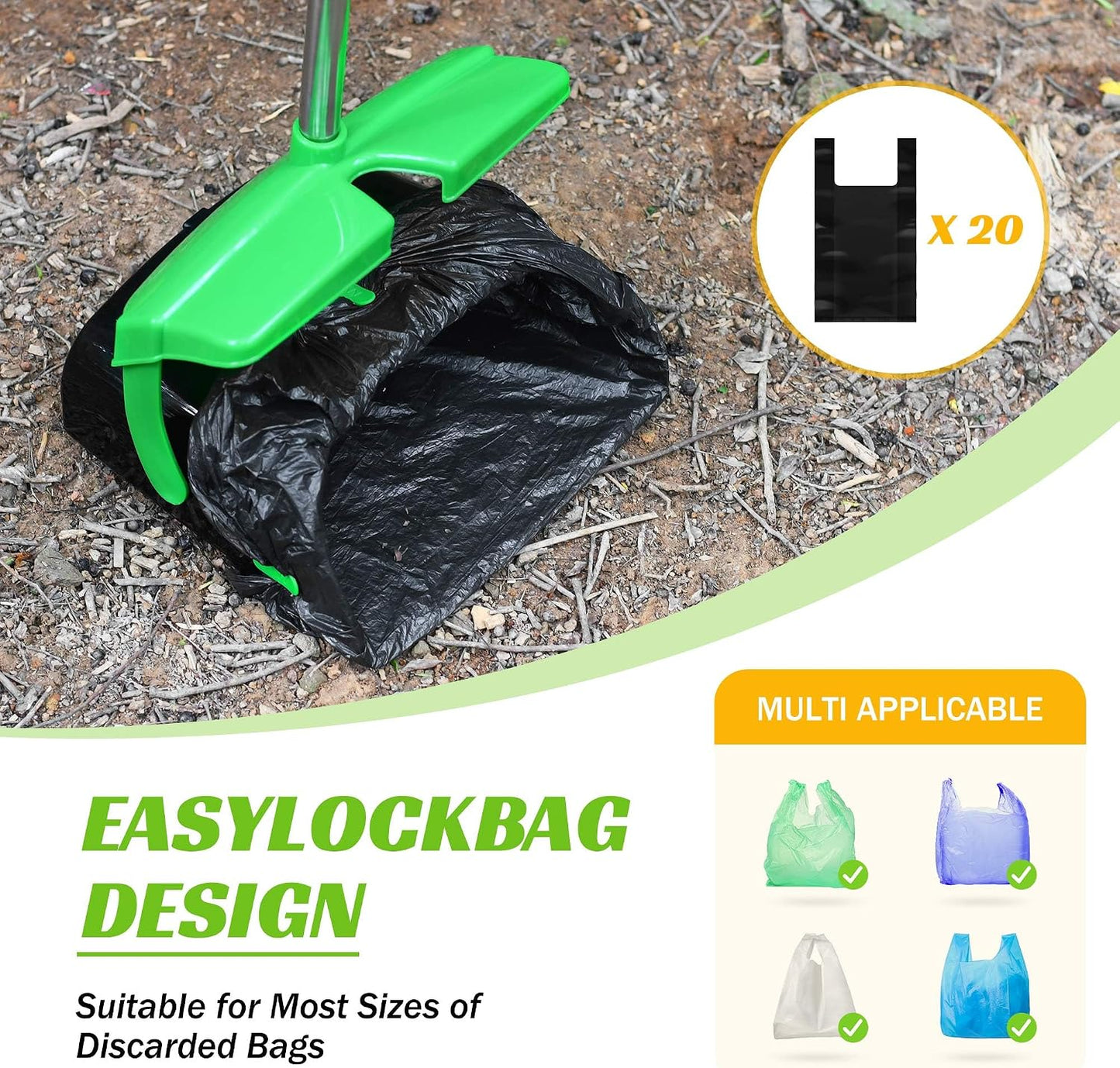 Outdoor dog toilet cleanup accessory set shown in a backyard setting.