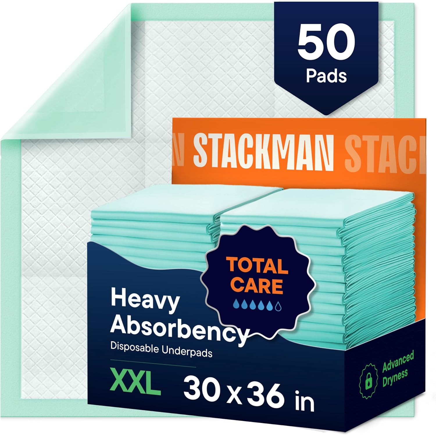 Chucks Pads Disposable 30x36 Underpads [50-Pack] Incontinence Chux Pads Absorbent Fluff Protective Bed Pads - Extra Large Pee Pads for Kids, Adults & Elderly | Leak Proof Puppy Pads for Training - XXL - Image 1