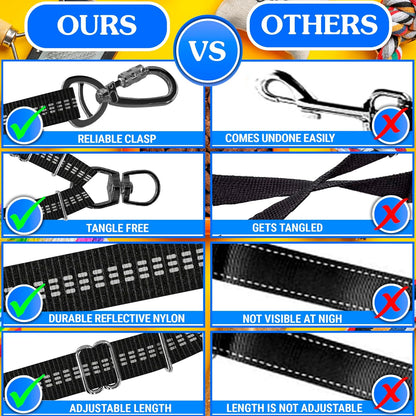 Double Dog Leash - Adjustable Length Long Leash for Dog Training - Dual Reflective Dog Leash with Non-Tangle Design - Heavy Duty Nylon and Metal Buckles - Ideal - Image 9